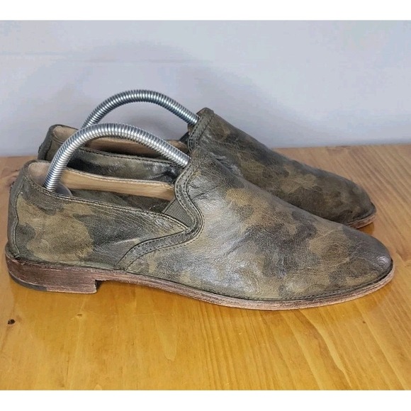 Trask Shoes - Trask Brown Camouflage Leather Slip-On Flats